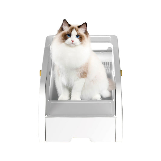APP Smart Automatic Cat Litter Box | Large Semi-Enclosed Drawer-Style Self-Cleaning Litter Box with APP Control, UV Sterilization & Odor Removal