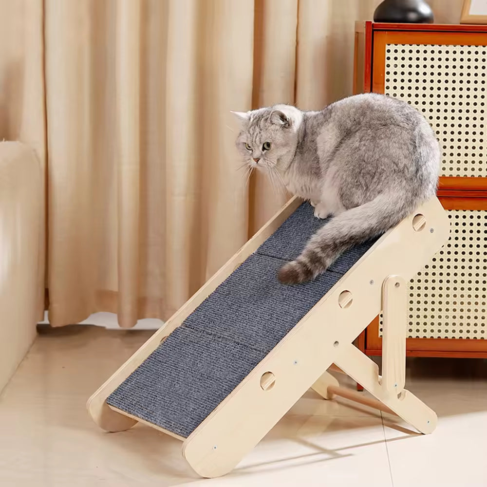 Adjustable & Foldable Wooden Pet Stairs – Durable, Scratch-Resistant 2-in-1 Cat & Dog Climber with Folding Design