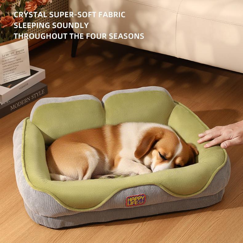 All-Season Dog & Cat Bed with Thickened Backrest Pillow | Orthopedic Corduroy Pet Nest | Washable Cozy Pet Sofa Bed