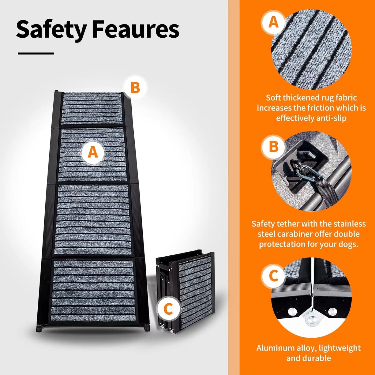 Foldable Felt Dog Car Ramp | Portable Non-Slip Pet Ladder for SUVs, Trucks & Indoor Use