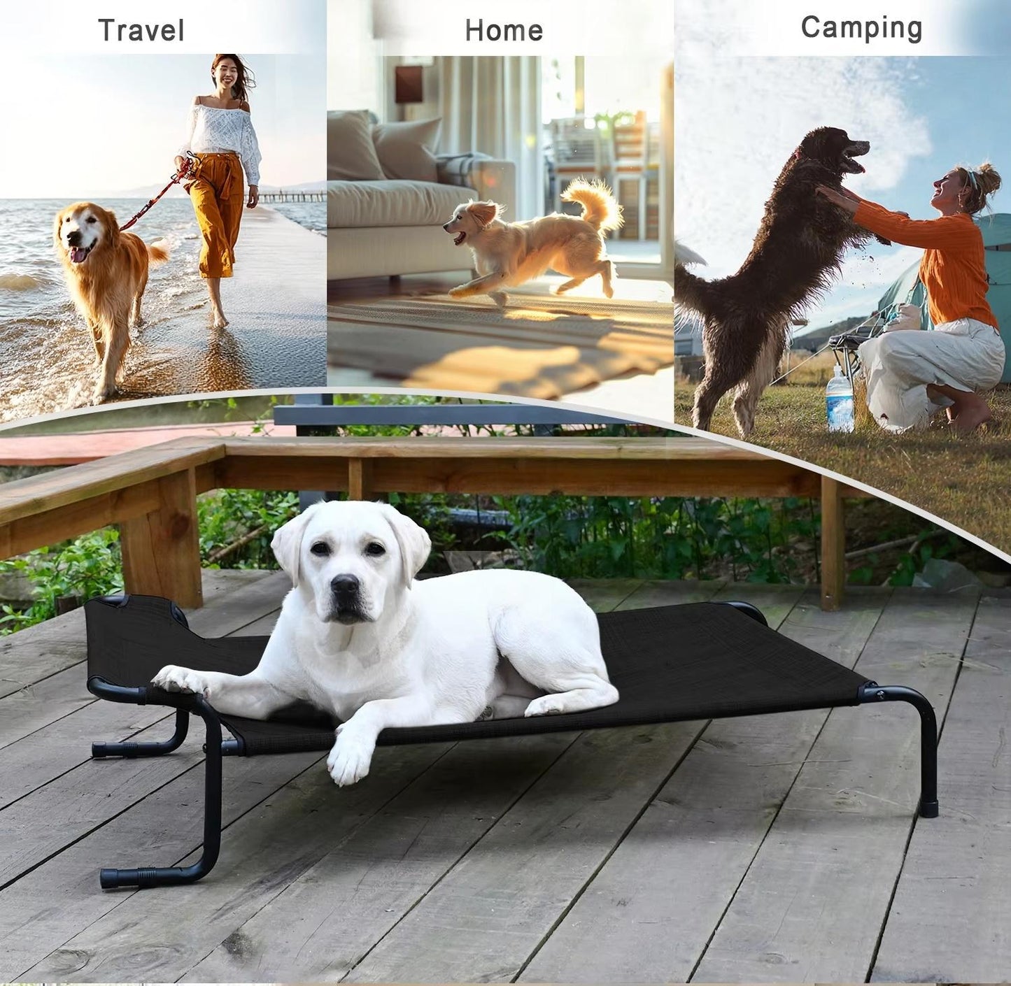 Outdoor & Indoor Elevated Dog Bed | Teslin Breathable Cooling Pet Cot for Medium & Large Dogs | Chew-Resistant, Heavy-Duty & Easy to Clean