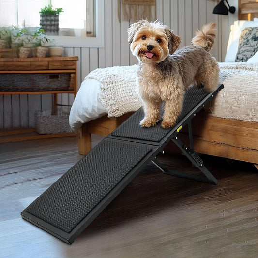 Foldable Dog Ramp for Small Dogs & Elderly Pets – Non-Slip, Adjustable Pet Stairs with Oxford Fabric and Memory Foam | Easy to Use, Portable, No Assembly Required