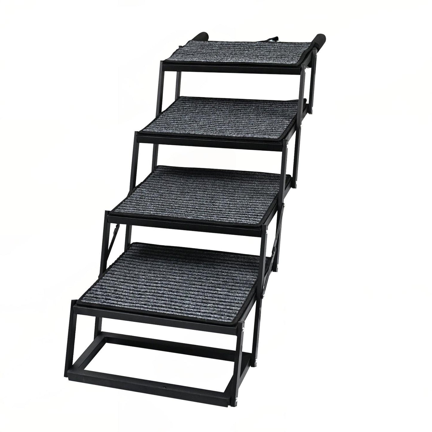 Portable Foldable Dog Stairs for Cars | Non-Slip Felt Pet Ramp | Adjustable Height & Steel Wire Support