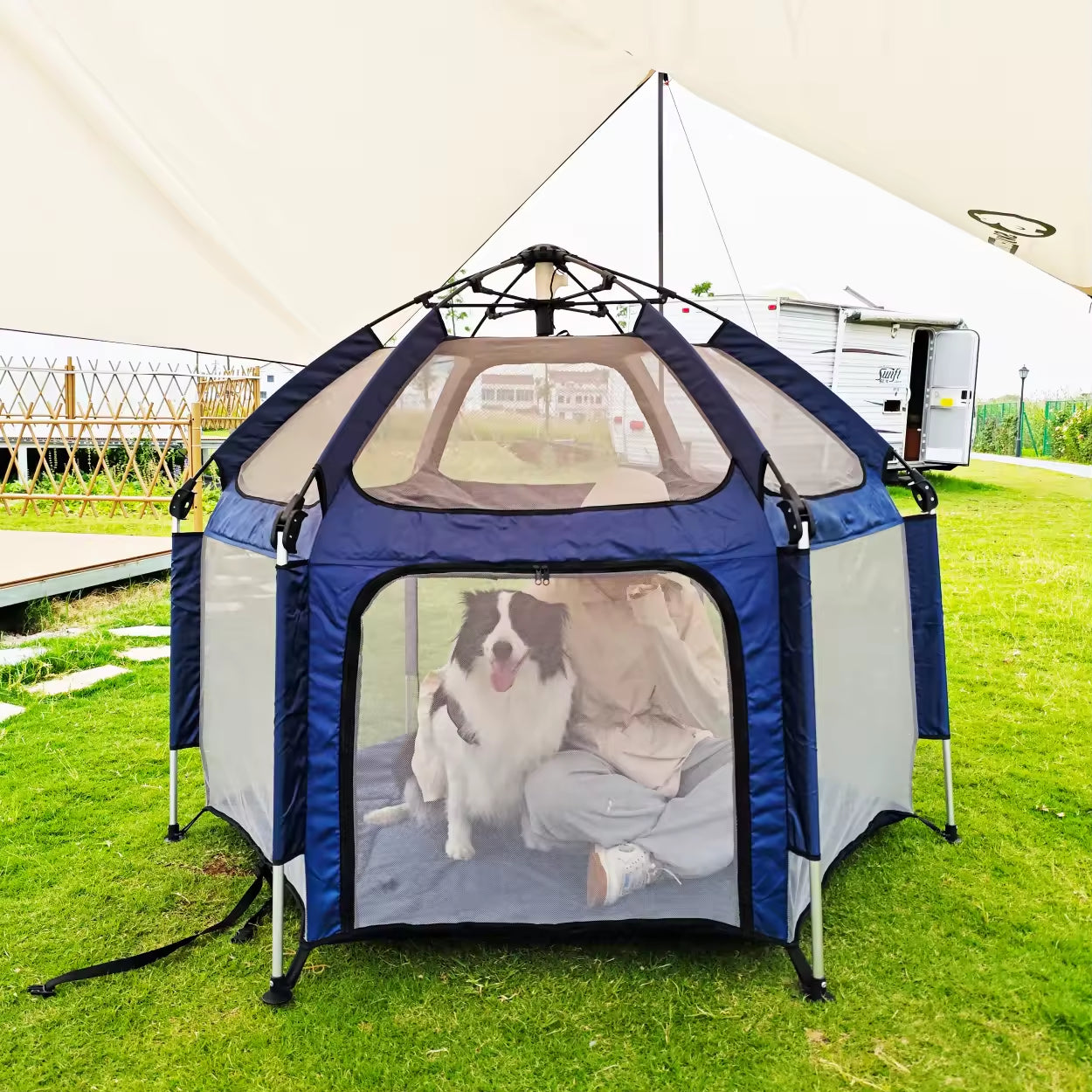 Breathable Customizable Outdoor Quick-Setup Foldable Playpen Tent for Pets & Kids | Portable, Anti-Bite, Visual Dog Tent for Indoor & Outdoor Use