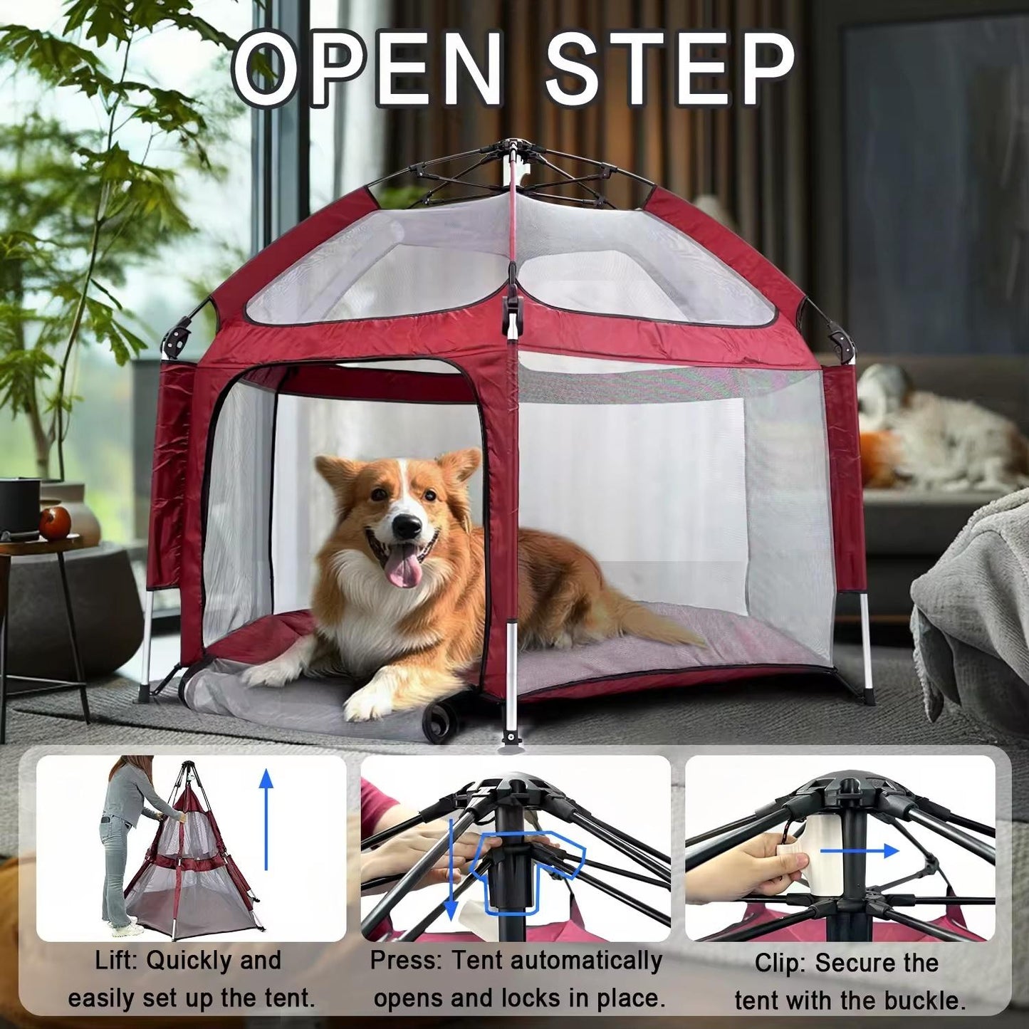 Breathable Customizable Outdoor Quick-Setup Foldable Playpen Tent for Pets & Kids | Portable, Anti-Bite, Visual Dog Tent for Indoor & Outdoor Use
