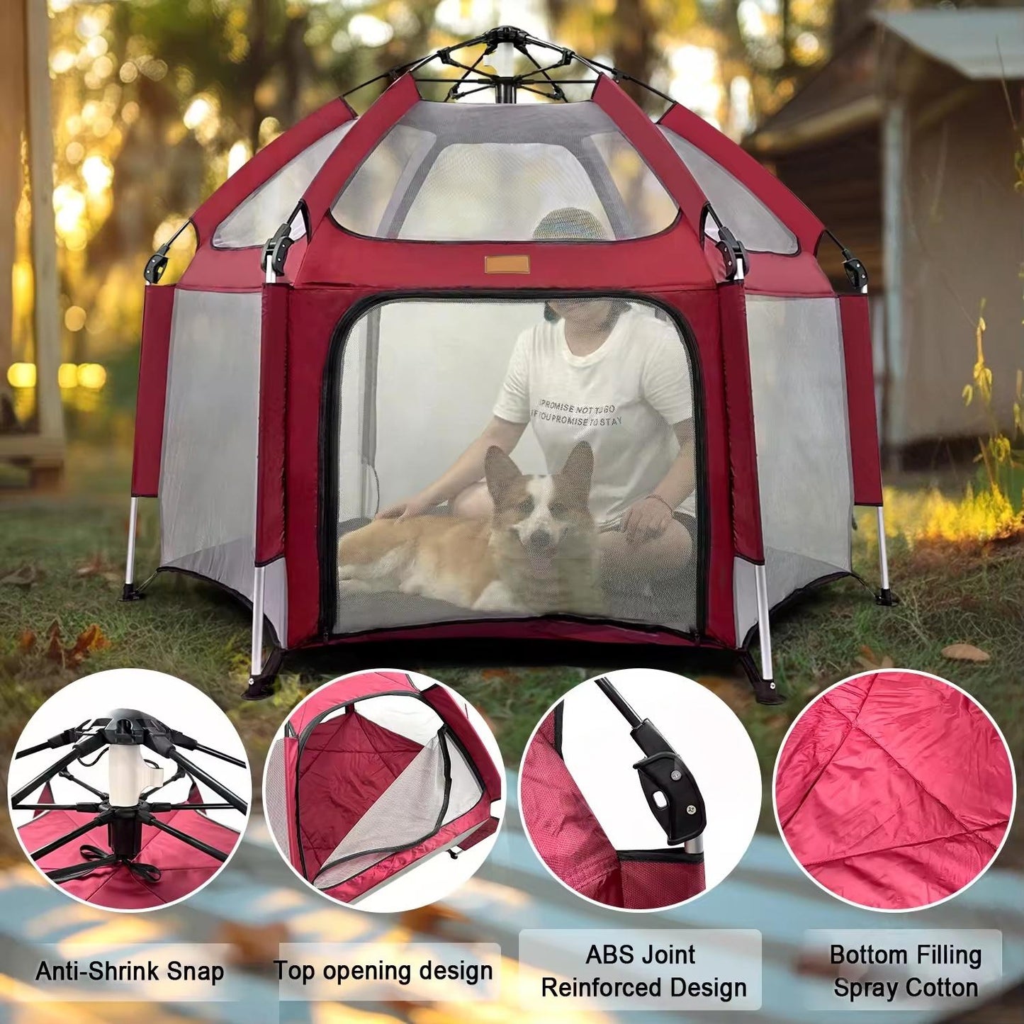 Breathable Customizable Outdoor Quick-Setup Foldable Playpen Tent for Pets & Kids | Portable, Anti-Bite, Visual Dog Tent for Indoor & Outdoor Use