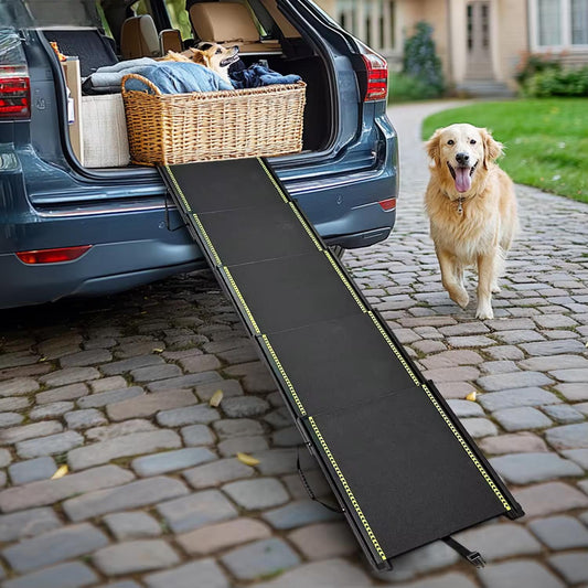 Heavy-Duty Telescopic Dog Car Ramp | Foldable Aluminum Pet Ladder for Cars, SUVs & Trucks | Non-Slip & Portable Design (Up to 70kg)