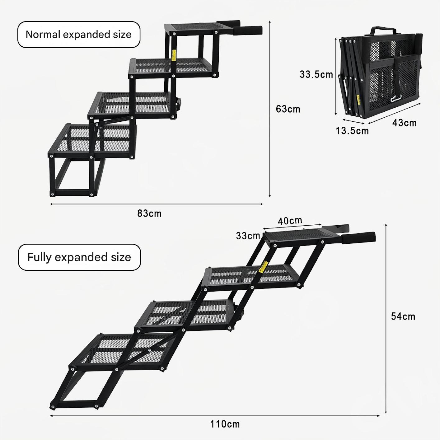 Portable Folding Pet Car Stairs | Adjustable Dog Ramp for SUVs, Cars, & Trucks | Non-Slip & Heavy Duty for Large Dogs