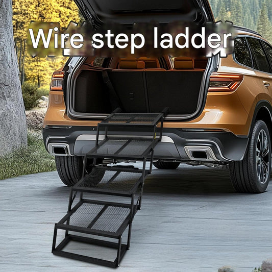 Portable Folding Pet Car Stairs | Adjustable Dog Ramp for SUVs, Cars, & Trucks | Non-Slip & Heavy Duty for Large Dogs