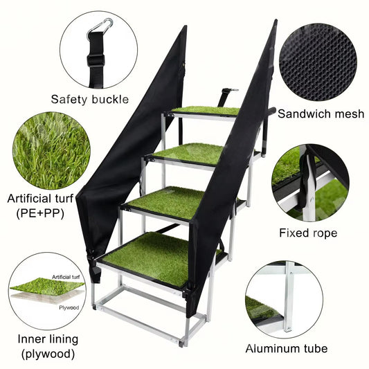 Heavy-Duty Outdoor Pet Ramp with Safety Handrails | Foldable Dog Car Ladder for Large & Medium Dogs – Non-Slip, Portable, Travel-Friendly