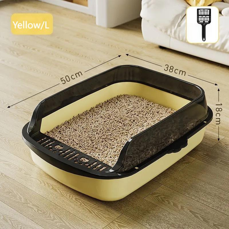 arge semi-open cat litter box with wide anti-scatter pedal β Pets Happy Home