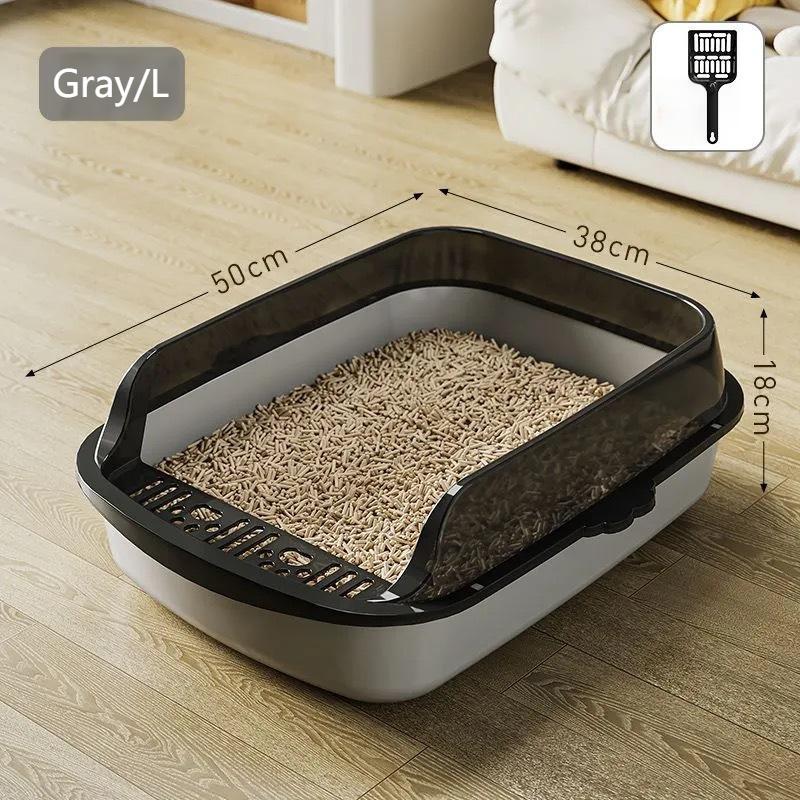 Odorless cat litter tray made of safe PP material, easy to clean