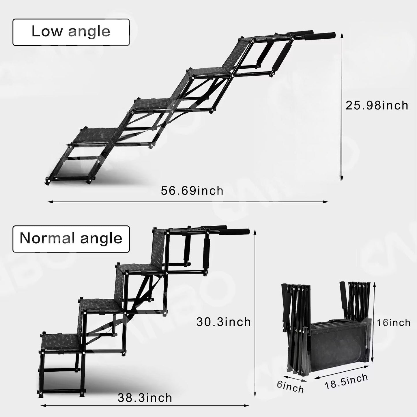 Heavy-Duty Folding Dog Stairs – Portable Pet Ramp Ladder for Cars, SUVs & Trucks | Metal Frame, Anti-Slip, Easy Storage