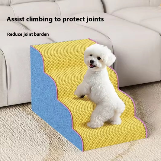 Pet Stairs for Small Dogs & Cats | Anti-Slip Washable Pet Ramp | 3/4/5 Steps Bed & Sofa Ladder