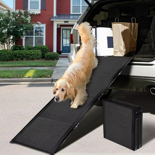 Foldable Car Dog Ramp | Anti-Slip Oxford Cloth Pet Ladder | Portable Dog Stairs for Cars, SUVs & Home | Heavy-Duty Pet Ramp up to 150 lbs