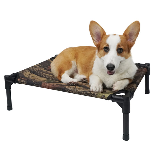 Camouflage Outdoor Elevated Dog Bed – Portable Breathable Pet Cot for Medium & Large Dogs