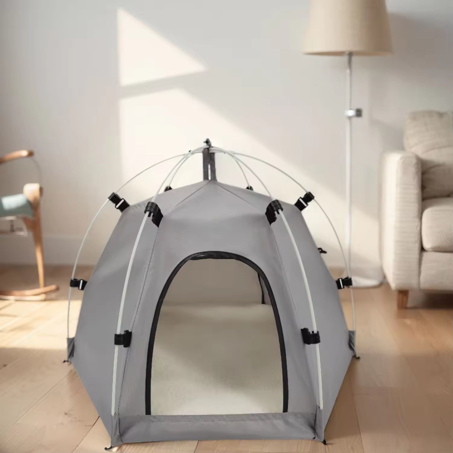 Cozy Winter Cat Tent Bed | Oxford Fabric Semi-Enclosed Indoor Pet House with Removable Cushion | Warm & Durable Pet Shelter for Cats & Small Dogs