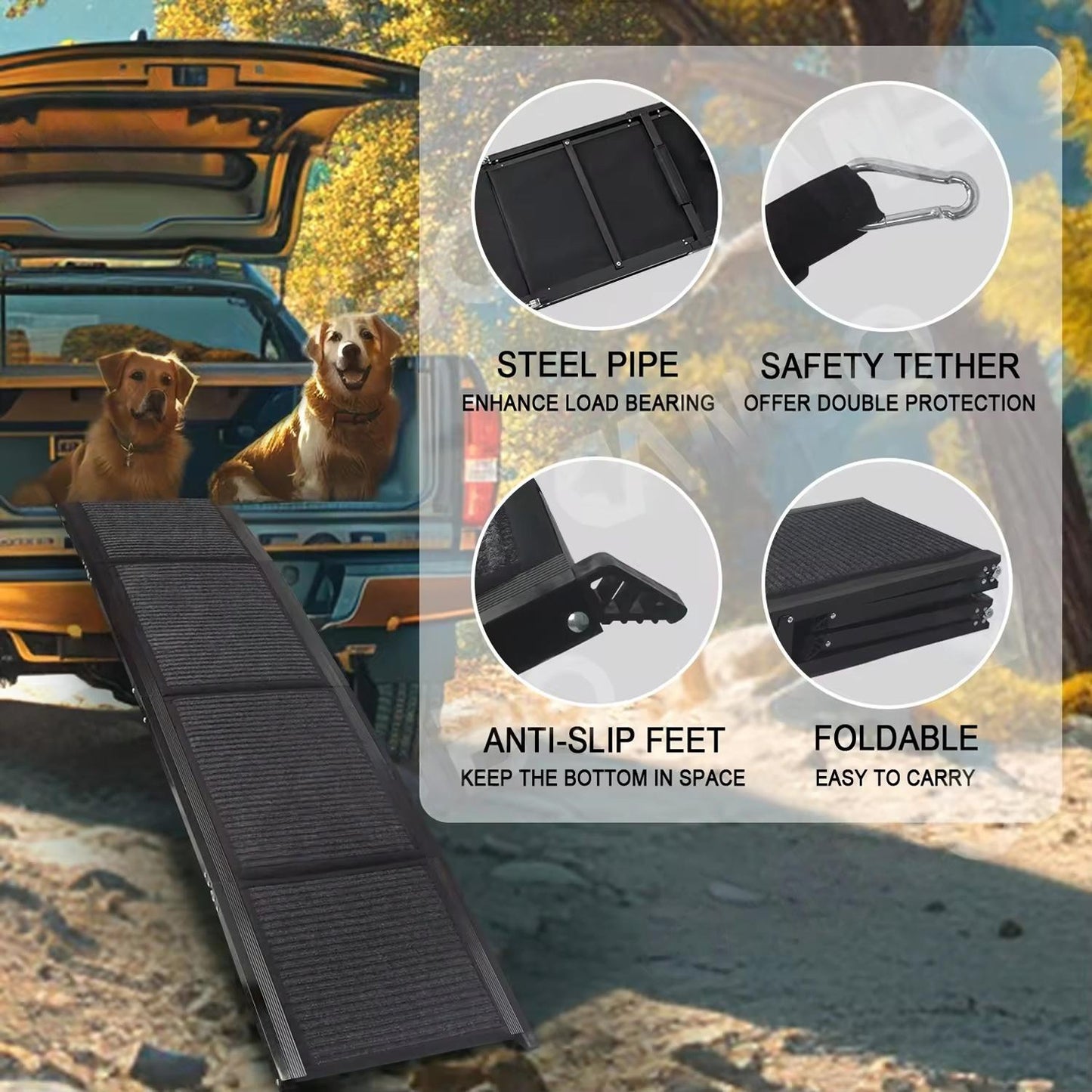 Foldable Felt Dog Car Ramp | Portable Non-Slip Pet Ladder for SUVs, Trucks & Indoor Use