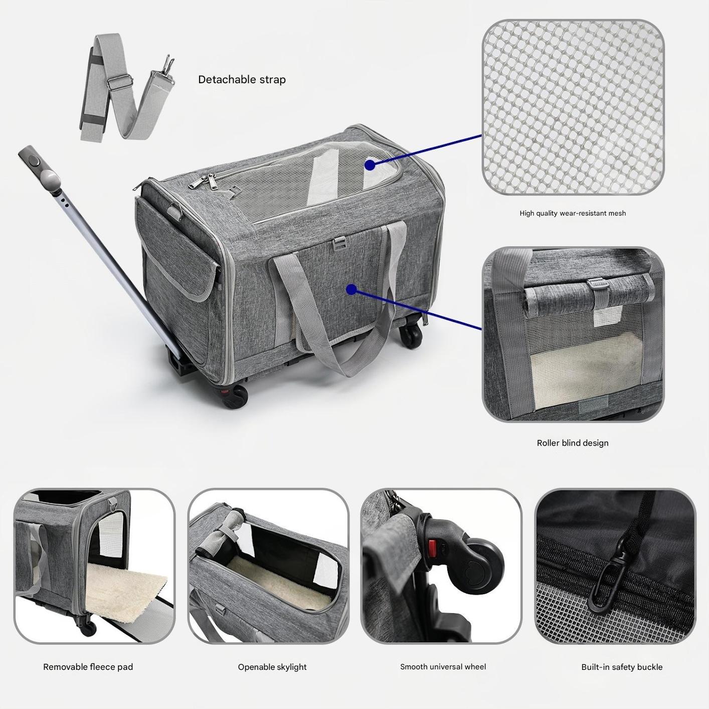 Portable Pet Stroller for Small Dogs Cats | Breathable Pet Carrier with Telescoping Handle; 360° Wheels | Pet Trolley for Travel and Outdoor Adventures