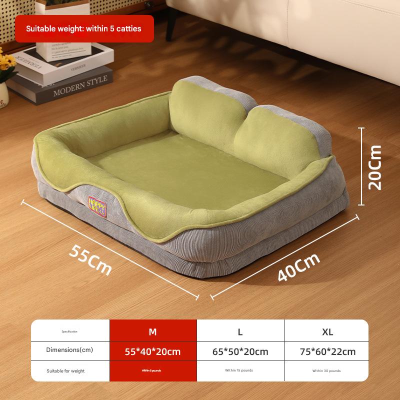 All-Season Dog & Cat Bed with Thickened Backrest Pillow | Orthopedic Corduroy Pet Nest | Washable Cozy Pet Sofa Bed