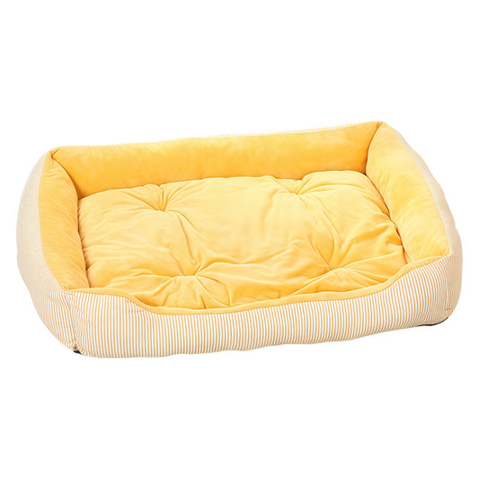 Striped All-Season Dog & Cat Bed | Crystal Velvet Pet Nest | Washable Cozy Pet Sofa for Small & Medium Pets