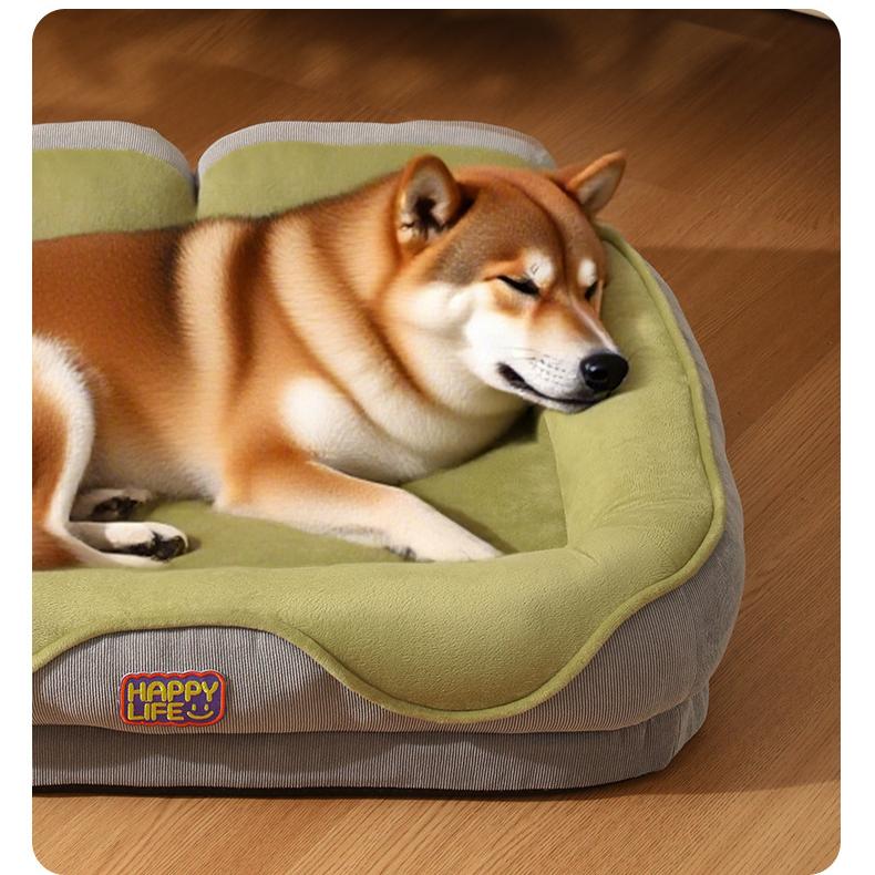 All-Season Dog & Cat Bed with Thickened Backrest Pillow | Orthopedic Corduroy Pet Nest | Washable Cozy Pet Sofa Bed