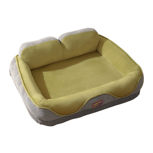 All-Season Dog & Cat Bed with Thickened Backrest Pillow | Orthopedic Corduroy Pet Nest | Washable Cozy Pet Sofa Bed
