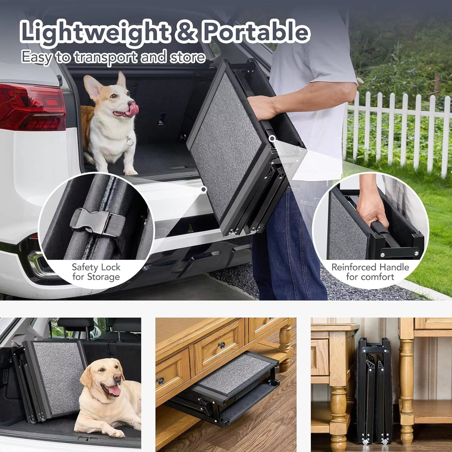 portable car dog ramp for elderly or injured dogs