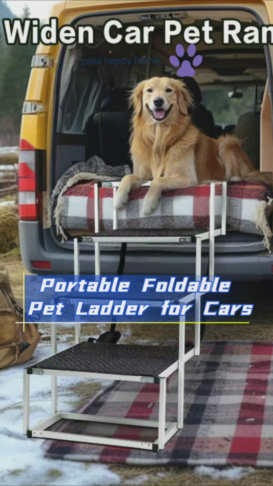 Portable Large Dog Car Ramp | Adjustable Aluminum Pet Ladder for Easy Access to Cars, Trucks & SUVs | Foldable, Non-Slip, Lightweight