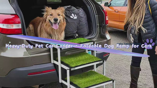 Heavy-Duty Outdoor Pet Ladder | Non-Slip Artificial Grass Stairs for Cars, Trucks & SUVs | Foldable, Portable & Sturdy Dog Ramp