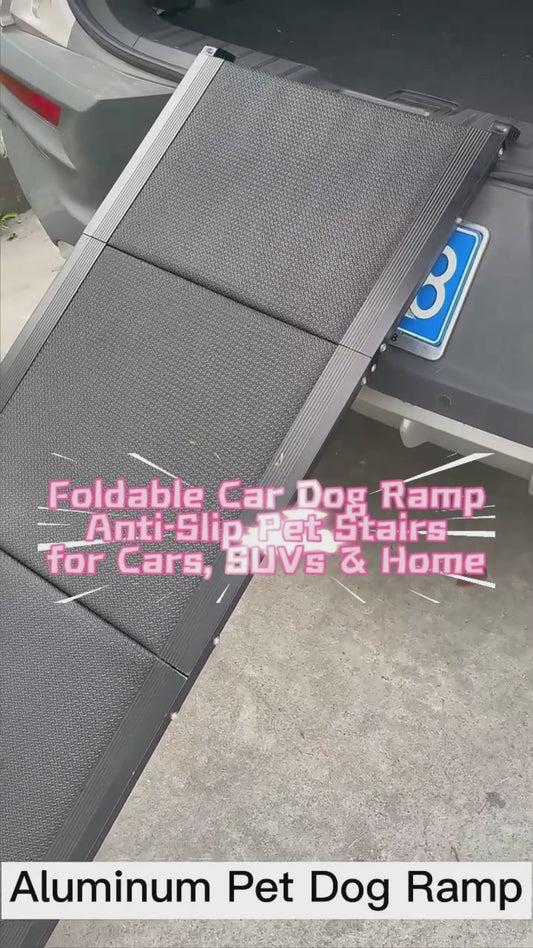 Foldable Car Dog Ramp | Anti-Slip Oxford Cloth Pet Ladder | Portable Dog Stairs for Cars, SUVs & Home | Heavy-Duty Pet Ramp up to 150 lbs