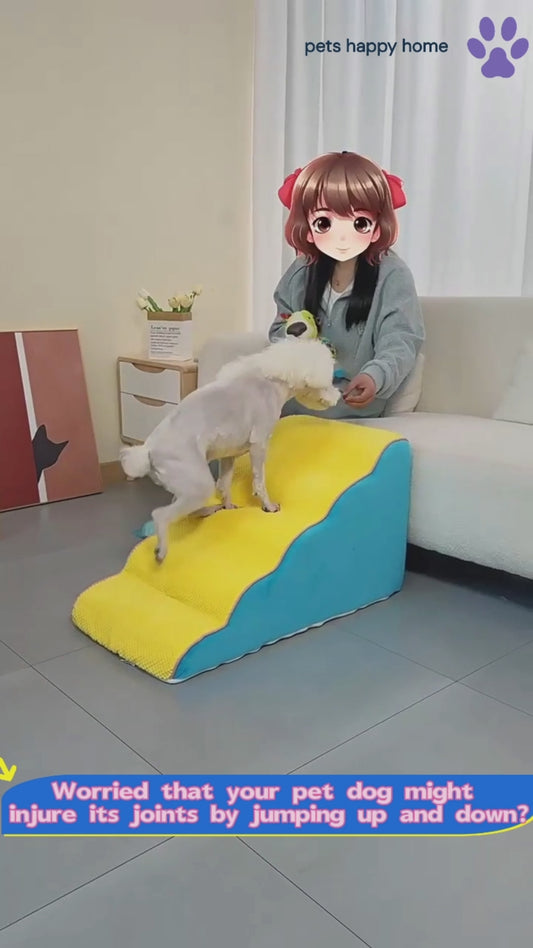 Pet Stairs for Small Dogs & Cats | Anti-Slip Washable Pet Ramp | 3/4/5 Steps Bed & Sofa Ladder