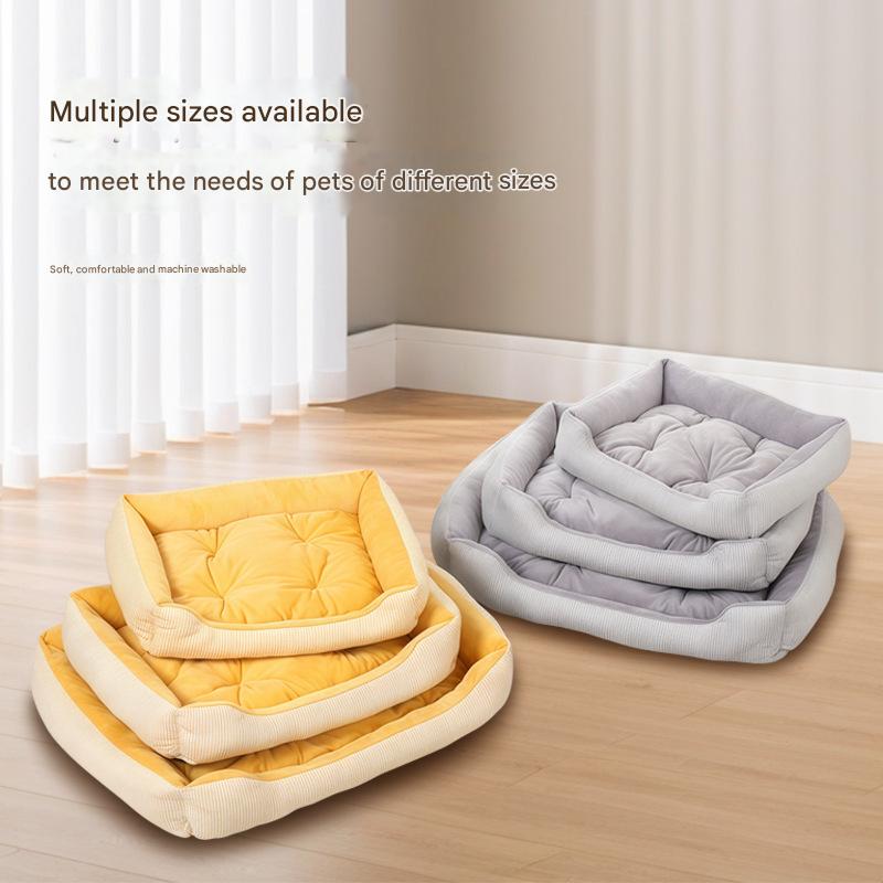Striped All-Season Dog & Cat Bed | Crystal Velvet Pet Nest | Washable Cozy Pet Sofa for Small & Medium Pets