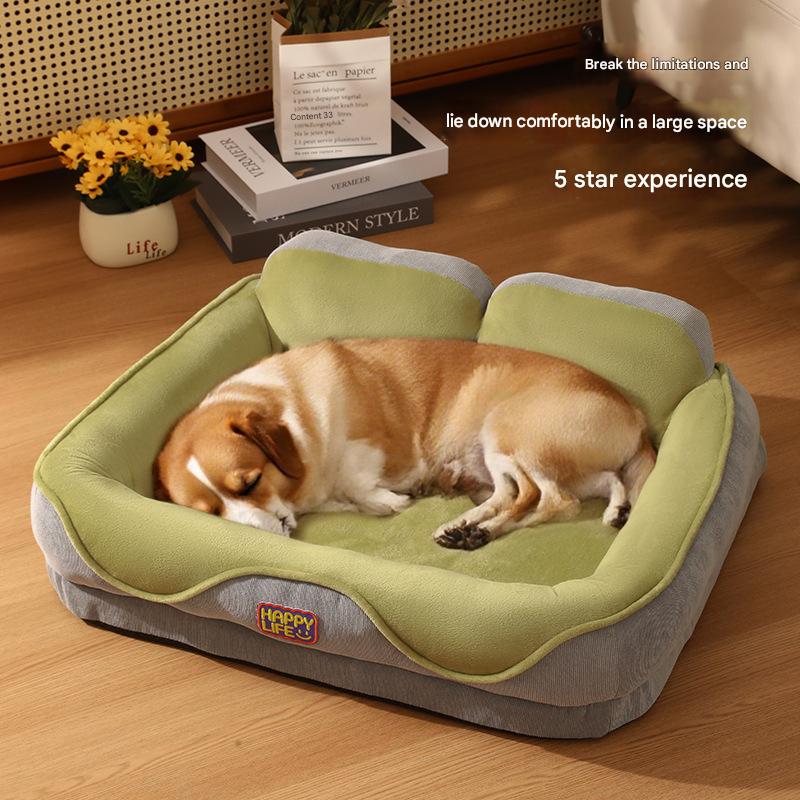 All-Season Dog & Cat Bed with Thickened Backrest Pillow | Orthopedic Corduroy Pet Nest | Washable Cozy Pet Sofa Bed