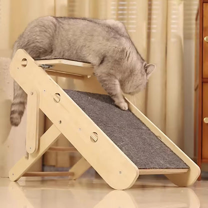 Adjustable & Foldable Wooden Pet Stairs – Durable, Scratch-Resistant 2-in-1 Cat & Dog Climber with Folding Design