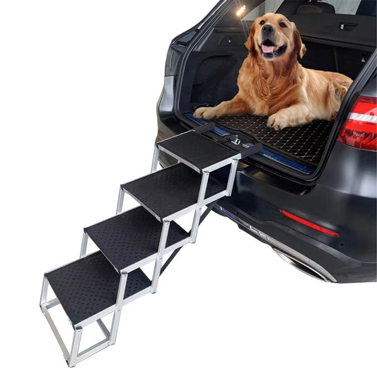 Portable Aluminum Folding Dog Ladder & Pet Stairs for Cars, SUVs, Trucks & Home | Heavy-Duty, Non-Slip, Travel-Friendly Ramp for Large Dogs