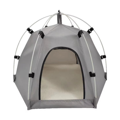 Cozy Winter Cat Tent Bed | Oxford Fabric Semi-Enclosed Indoor Pet House with Removable Cushion | Warm & Durable Pet Shelter for Cats & Small Dogs