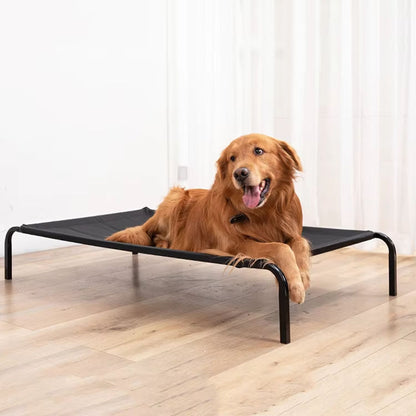 Four-Season Elevated Dog Bed | Chew-Resistant, Breathable & Washable Raised Pet Cot for Large Dogs | Waterproof & Anti-Slip Outdoor Pet Bed