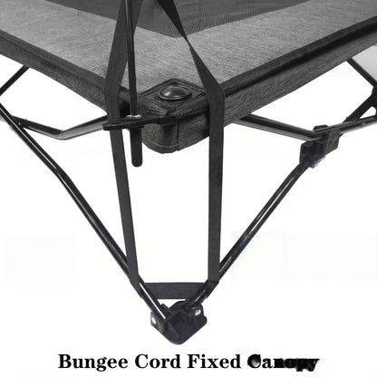 Outdoor Foldable Elevated Dog Bed with Sunshade Tent – Double-Layer Breathable Raised Pet Cot | Portable, Waterproof & Anti-Tear Dog Camping Bed for Medium & Large Dogs