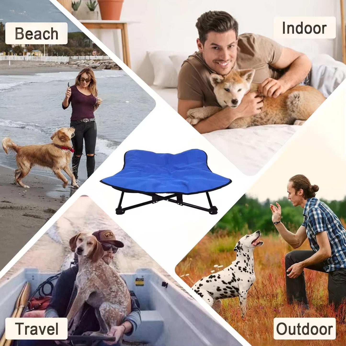 Foldable Elevated Pet Bed for Autumn &amp; Winter | Waterproof, Moisture-Proof, Portable High Frame Dog Bed