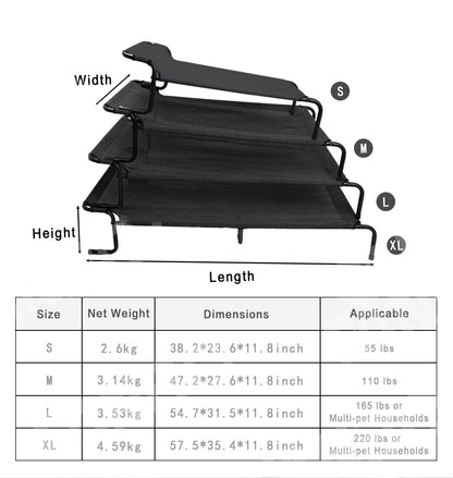 Outdoor & Indoor Elevated Dog Bed | Teslin Breathable Cooling Pet Cot for Medium & Large Dogs | Chew-Resistant, Heavy-Duty & Easy to Clean