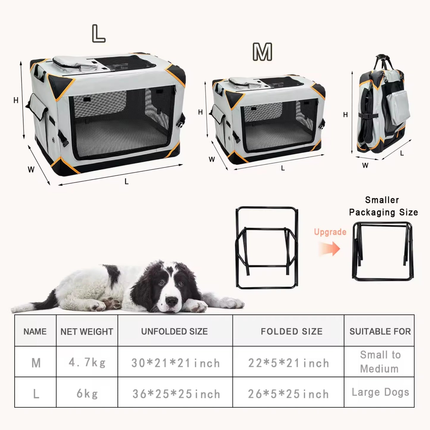 Foldable Outdoor Car Pet Crate | Extra Large Portable Dog Travel Kennel | Collapsible Cat & Dog Carrier for Car, Home & Outdoor Use