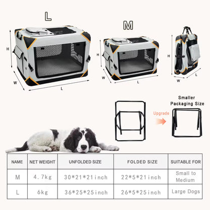 Foldable Outdoor Car Pet Crate | Extra Large Portable Dog Travel Kennel | Collapsible Cat & Dog Carrier for Car, Home & Outdoor Use