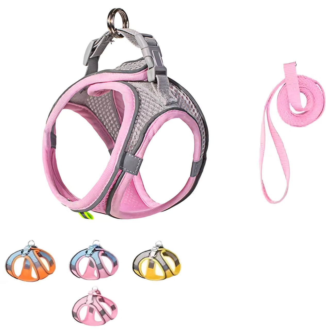 Adjustable Vest Dog Harness with Leash – Escape-Proof & Comfortable for Small Dogs & Cats