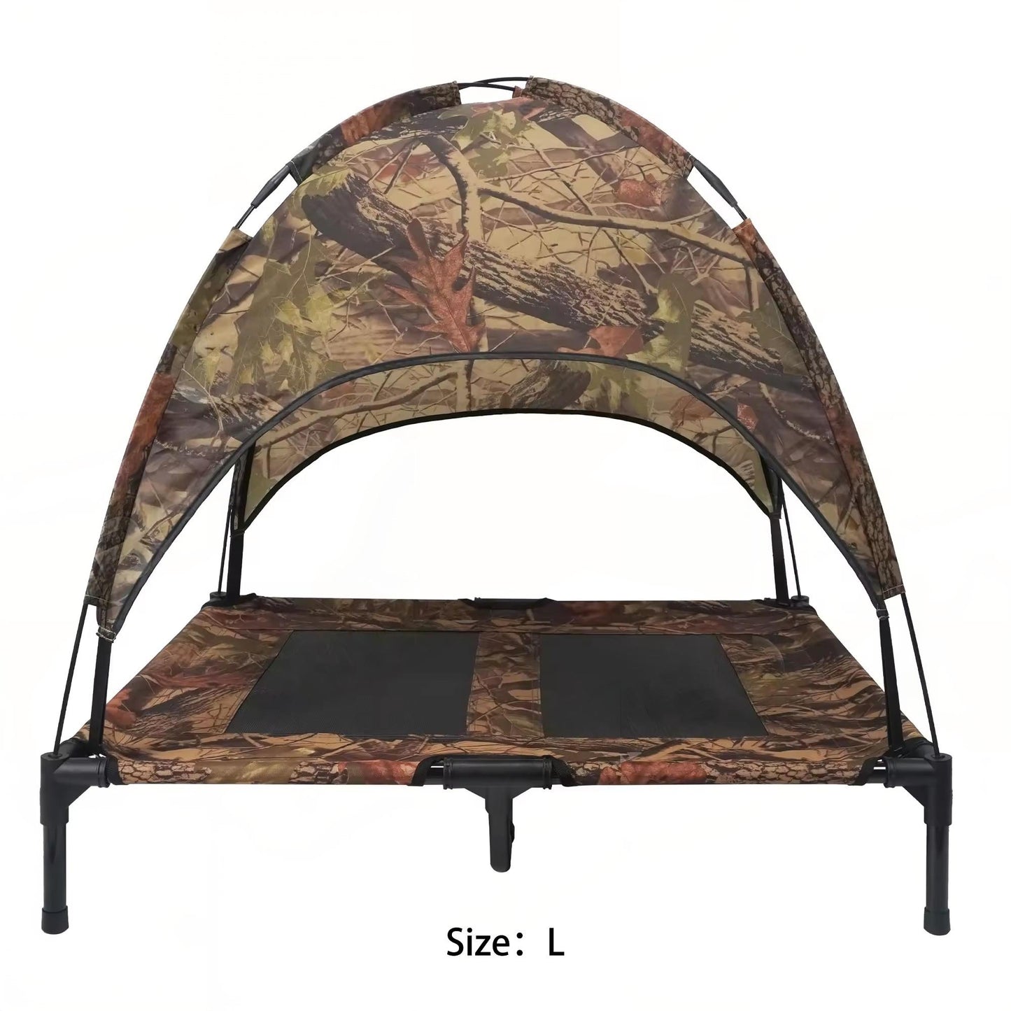Camouflage Elevated Dog Bed with Removable Canopy | Outdoor Camping, Waterproof, Easy-to-Clean Pet Bed | Portable High-Rise Tent Bed for Large Dogs