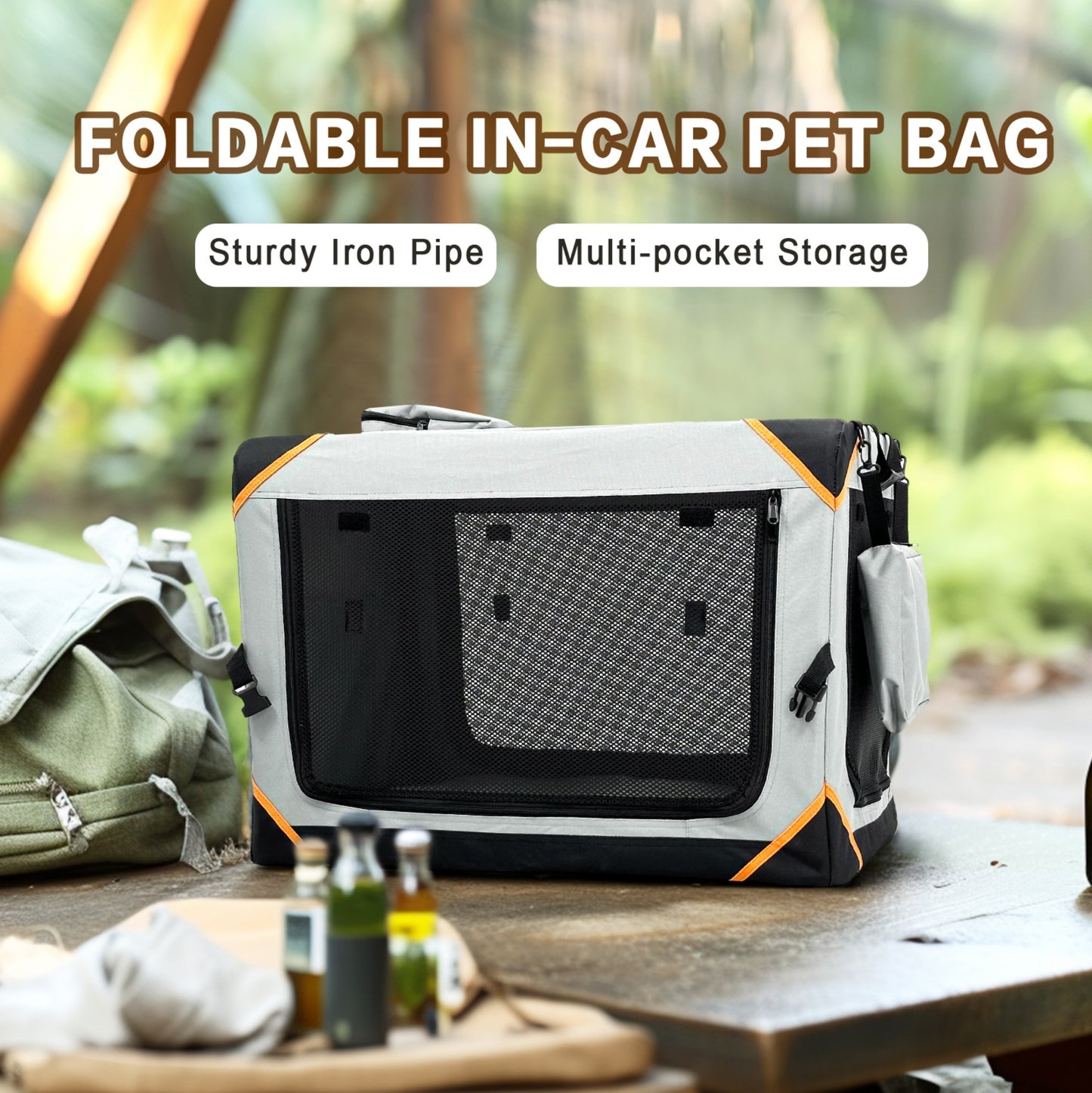 Foldable Outdoor Car Pet Crate | Extra Large Portable Dog Travel Kennel | Collapsible Cat & Dog Carrier for Car, Home & Outdoor Use