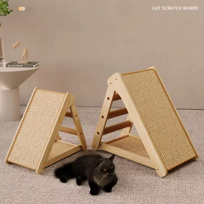 Vertical Sisal Cat Scratcher with Bed | Solid Wood Cat Tree Tower with Hammock & Ramp | Durable Multi-Functional Cat Furniture – Space Saving Design