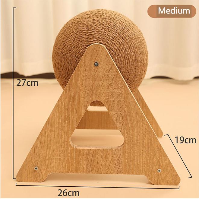 Triangle Cat Scratcher Ball Tower | Sisal Rope Cat Climbing Toy | Durable Cat Scratching Post with Rotating Ball | Interactive Cat Furniture