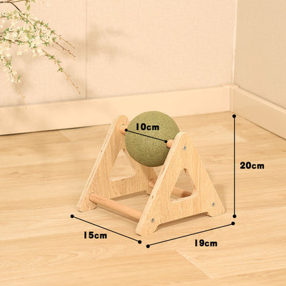 Triangle Cat Scratcher Ball Tower | Sisal Rope Cat Climbing Toy | Durable Cat Scratching Post with Rotating Ball | Interactive Cat Furniture
