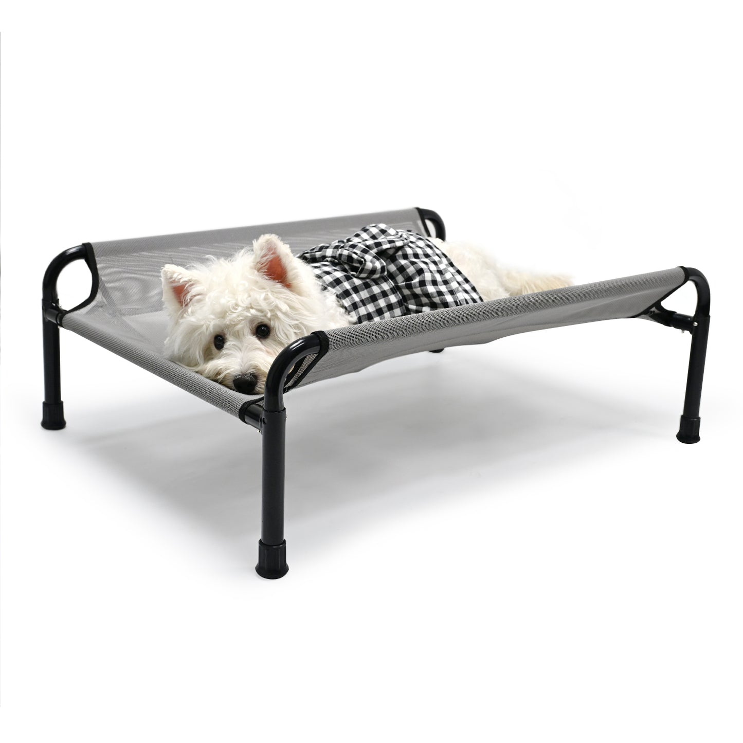 Durable Iron Frame Elevated Pet Bed | Tear-Resistant Textiline Fabric for Large Dogs | Elevated Outdoor Pet Bed